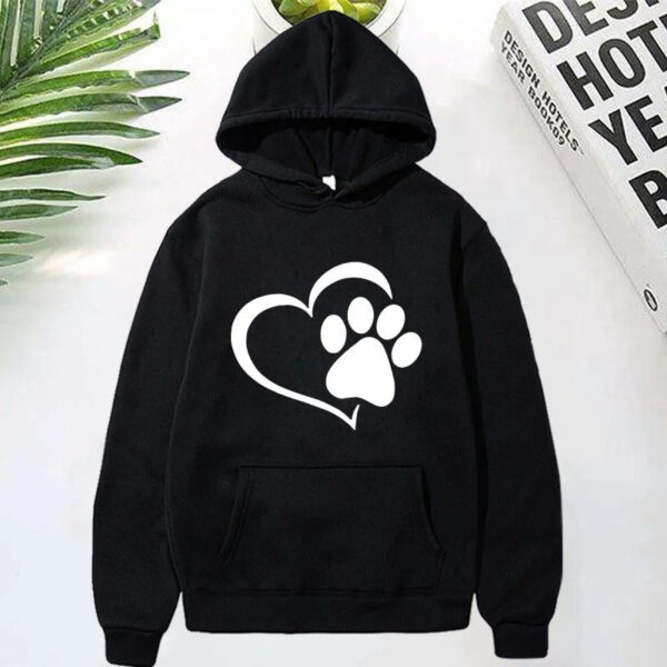 Cute Dog Paw and Heart Shape Print Hoodies Women Casual Long Sleeve Hoodies Autumn Winter Pullovers Plus Size - Image 6