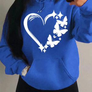 Combination Of Love And Butterfly Pattern Hoody Women Hip Hop Street Hoodies Trendy Pocket Clothes Vintage Multicolor Hoodie