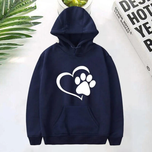 Cute Dog Paw and Heart Shape Print Hoodies Women Casual Long Sleeve Hoodies Autumn Winter Pullovers Plus Size - Image 7