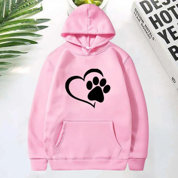 Cute Dog Paw and Heart Shape Print Hoodies Women Casual Long Sleeve Hoodies Autumn Winter Pullovers Plus Size - Image 5